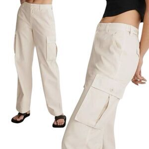 Madewell Pants Womens 26 Cream Cargo Garment Dyed Low Slung Straight High‎ Waist